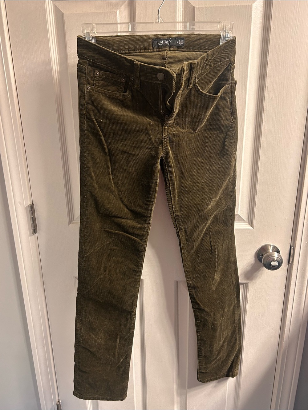 Ralph Lauren Women's Olive Corduroy Skinny Jeans